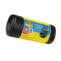 Мешки для мусора 240 л, черные, в рулоне 10 шт., ПНД 40 мкм, 1250х1000 мм, Крепак, 4607075710153 в Йошкар-Оле