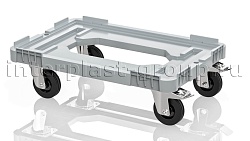 Тележка пластиковая с отверстием 2 колеса с тормозом усиленная серая