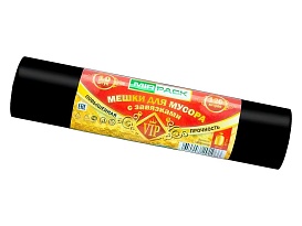 Мешки для мусора 120 л, с завязками, черные, в рулоне 10 шт., ПНД, 15 мкм, 800х750 мм, VIP, Z12010black в Йошкар-Оле Мешки для мусора 120 л, с завязками, черные, в рулоне 10 шт., ПНД, 15 мкм, 800х750 мм, VIP, Z12010black в Йошкар-Оле