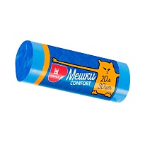 Мешки для мусора 20 л, синие, в рулоне 30 шт., ПНД, 8 мкм, 500х400 мм, Comfort, М0017 (МН 20-30с) в Йошкар-Оле Мешки для мусора 20 л, синие, в рулоне 30 шт., ПНД, 8 мкм, 500х400 мм, Comfort, М0017 (МН 20-30с) в Йошкар-Оле