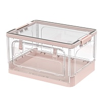 Ящик пластиковый складной прозрачный коричневый, дно розовое,490х360х280 мм, с колесиками в Йошкар-Оле Ящик пластиковый складной прозрачный коричневый, дно розовое,490х360х280 мм, с колесиками в Йошкар-Оле