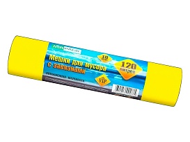 Мешки для мусора 120 л, с завязками, желтые, в рулоне 10 шт., ПНД, 15 мкм, 800х750 мм, VIP, Z12010yel в Йошкар-Оле