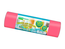 Мешки для мусора 120 л, с завязками, красные, в рулоне 10 шт., ПНД, 15 мкм, 800х750 мм, VIP, Z12010red в Йошкар-Оле