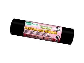 Мешки для мусора 180 л, ароматизированные, черные, в рулоне 10 шт., ПВД, 50 мкм, 1100х930 мм, EXTRA black, 18008301 в Йошкар-Оле