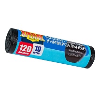 Мешки для мусора 120 л, с ушками, черные, в рулоне 10 шт., ПНД, 15 мкм, 1100х700 мм, Крепак, 4607075710474 в Йошкар-Оле