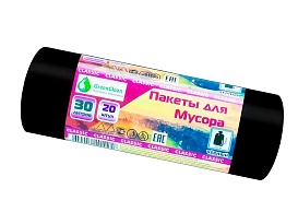 Мешки для мусора 30 л, черные, в рулоне 20 шт., ПНД, 7 мкм, 600х500 мм, MIRPACK Classik, 302040 в Йошкар-Оле