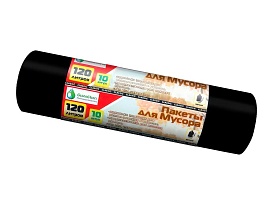 Мешки для мусора 120 л, черные, в рулоне 10 шт., ПНД, 12 мкм, 1100х700 мм, MIRPACK Classik, 1201011 в Йошкар-Оле