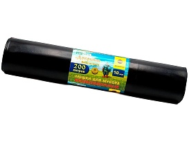 Мешки для мусора 200 л, ароматизированные, черные, в рулоне 10 шт., ПВД, 100 мкм, 1200х800 мм, Добрыня, Dob20010black в Йошкар-Оле