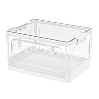 Ящик пластиковый складной прозрачный, дно белое, 490х360х280 мм, с колесиками в Йошкар-Оле