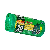 Мешки для мусора 20 л, биоразлагаемые, с ручками, черные, в рулоне 30 шт., ПНД, 10 мкм, 550х440 мм, Крепак, 4607075710047 в Йошкар-Оле