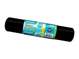 Мешки для мусора 240 л, черные, в рулоне 10 шт., ПВД 80 мкм, 1300х930 мм, EXPORT, exp 24010167 в Йошкар-Оле