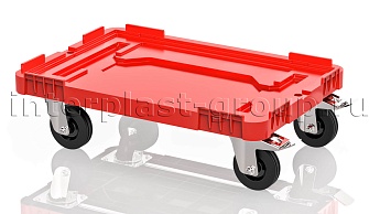 Тележка пластиковая сплошная 2 колеса с тормозом усиленная красная в Йошкар-Оле