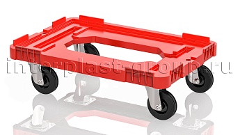 Тележка пластиковая с отверстием без тормозов красная в Йошкар-Оле Тележка пластиковая с отверстием без тормозов красная в Йошкар-Оле