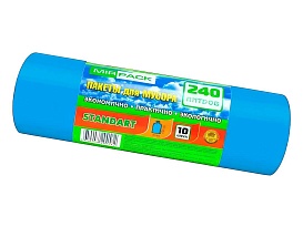 Мешки для мусора 240 л, ароматизированные, синие, в рулоне 10 шт., ПВД 30 мкм, 1300х930 мм, STANDART, 24010661 в Йошкар-Оле