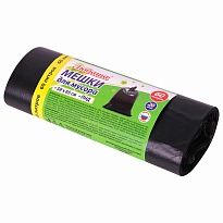 ММешки для мусора 60 л, черные, в рулоне 20 шт., ПНД, 8 мкм, 650х580 мм, Любаша, 608092 в Йошкар-Оле