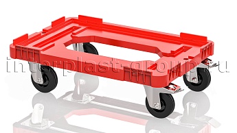 Тележка пластиковая с отверстием 2 колеса с тормозом усиленная красная в Йошкар-Оле