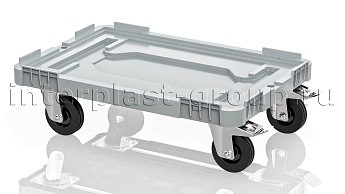 Тележка пластиковая сплошная 2 колеса с тормозом усиленная серая в Йошкар-Оле