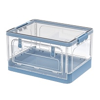 Ящик пластиковый складной прозрачный, дно синее, 490х360х280 мм, с колесиками в Йошкар-Оле Ящик пластиковый складной прозрачный, дно синее, 490х360х280 мм, с колесиками в Йошкар-Оле