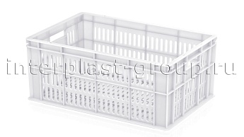 Ящик для молока, мяса, овощей и фруктов большая перфорация дно сплошное белый в Йошкар-Оле