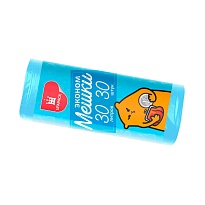 Мешки для мусора 30 л, синие, в рулоне 30 шт., ПНД, 5 мкм, 560х480 мм, Эконом, МЭ3841 (ПМ-30-30) в Йошкар-Оле